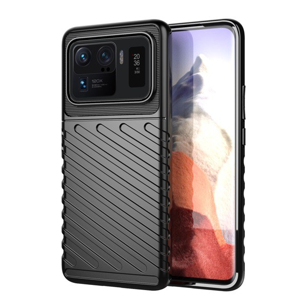 Szilikon telefonvédő (közepesen ütésálló, csíkos, dombor minta) FEKETE [Xiaomi Mi 11 Ultra 5G] (5996591072401)