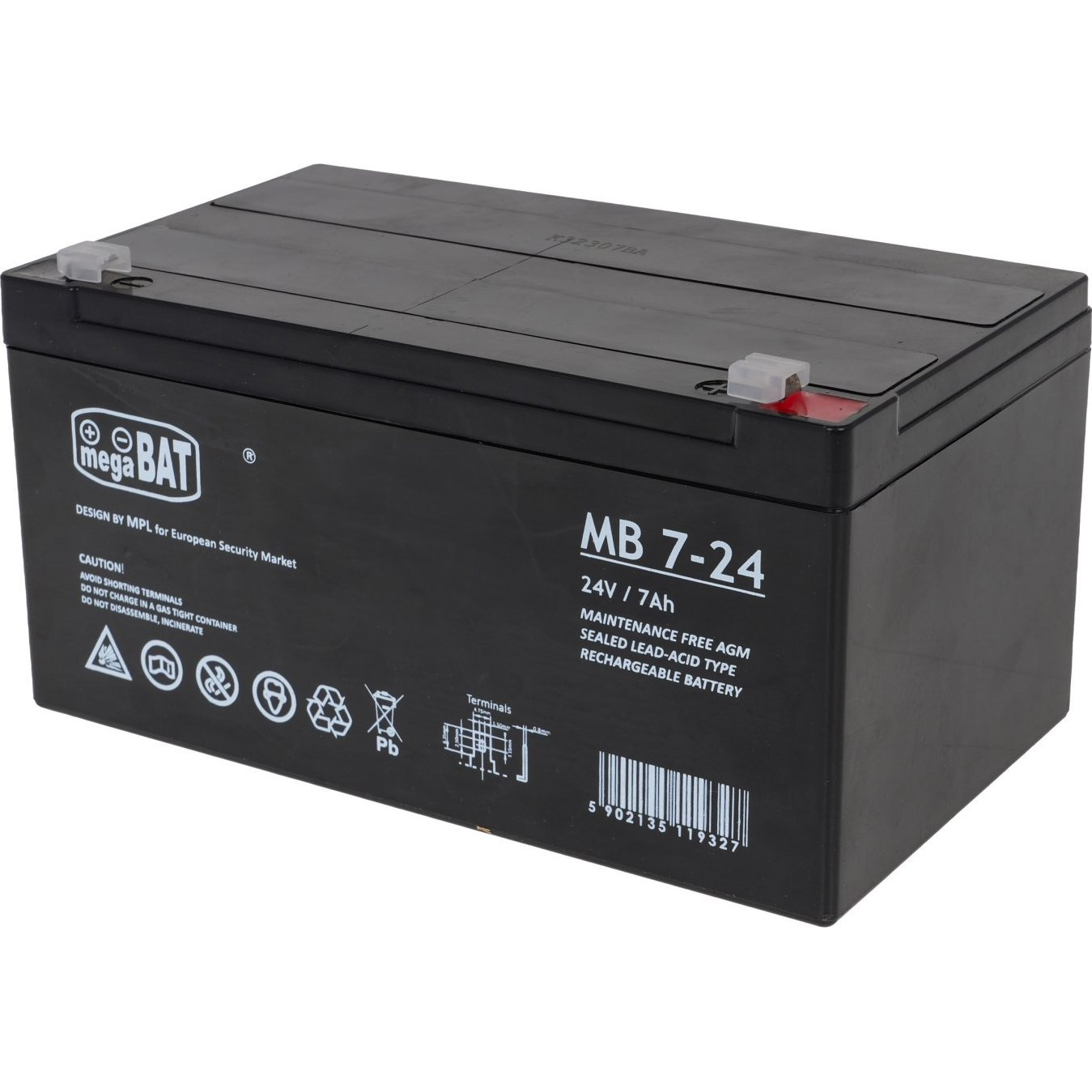 MPLPower MB 7-24 24 V 7Ah AGM VRLA Akkumulátor (AKU.24V-7AH)