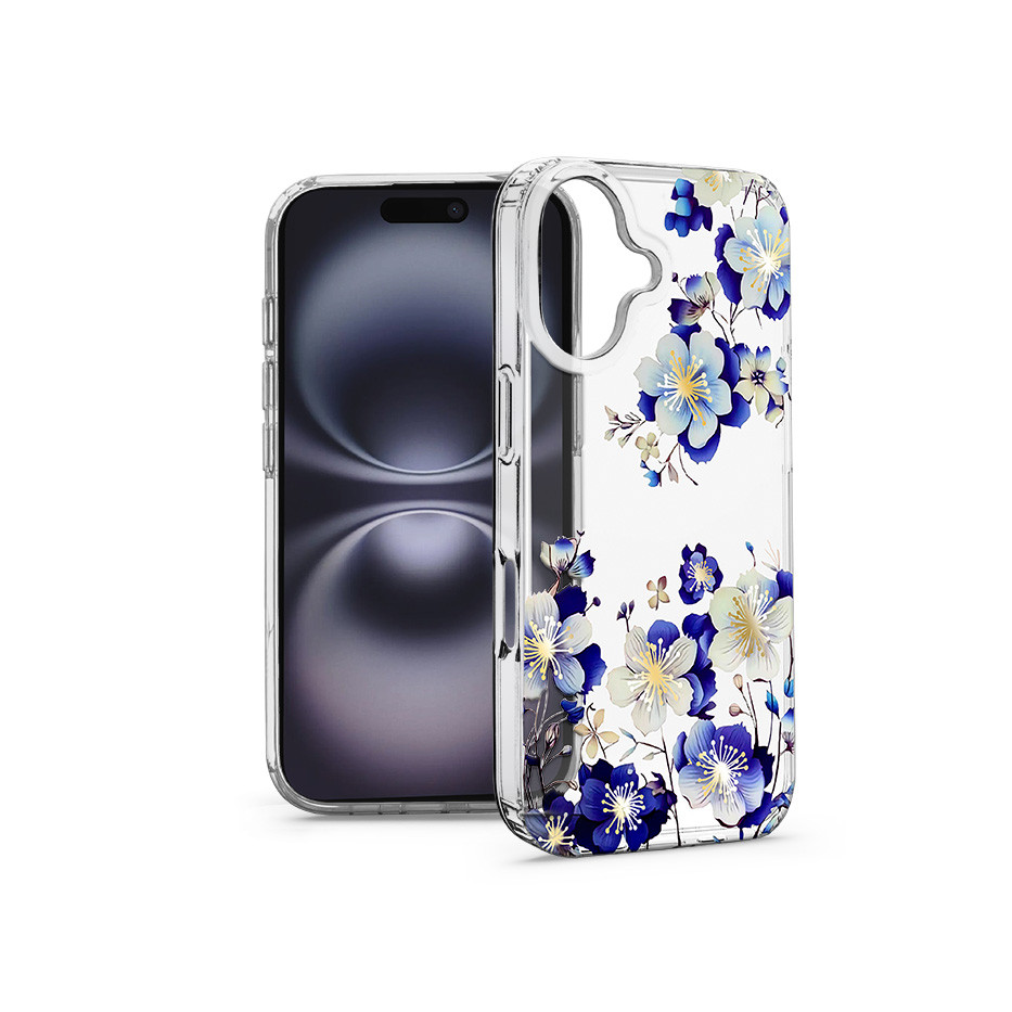 Haffner IMD Floral szilikon tok - Apple iPhone 16 - átlátszó (HF789593)