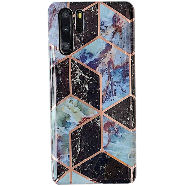 Samsung Galaxy A52 / A52 5G / A52s 5G SM-A525F / A526B / A528B, Силиконов калъф, многоъгълна мраморна шарка, Wooze Geometric Marble, цвят/черен (111433)