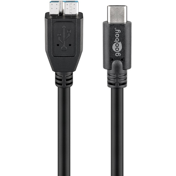 Goobay 67995 USB-C apa - Micro USB SuperSpeed apa 3.0 Adat és töltőkábel - Fekete (0.6m)