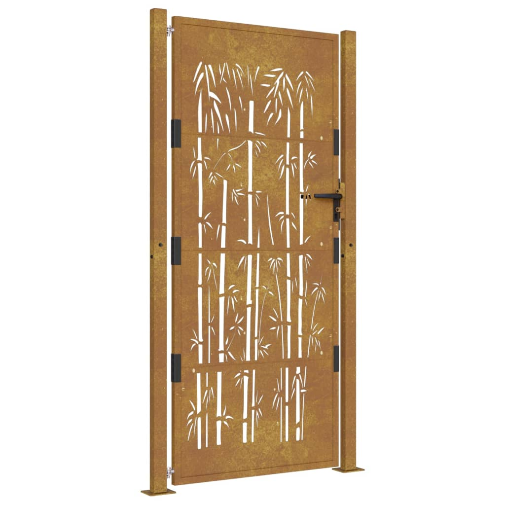 bambuszmintás corten acél kerti kapu 105 x 205 cm (153189)