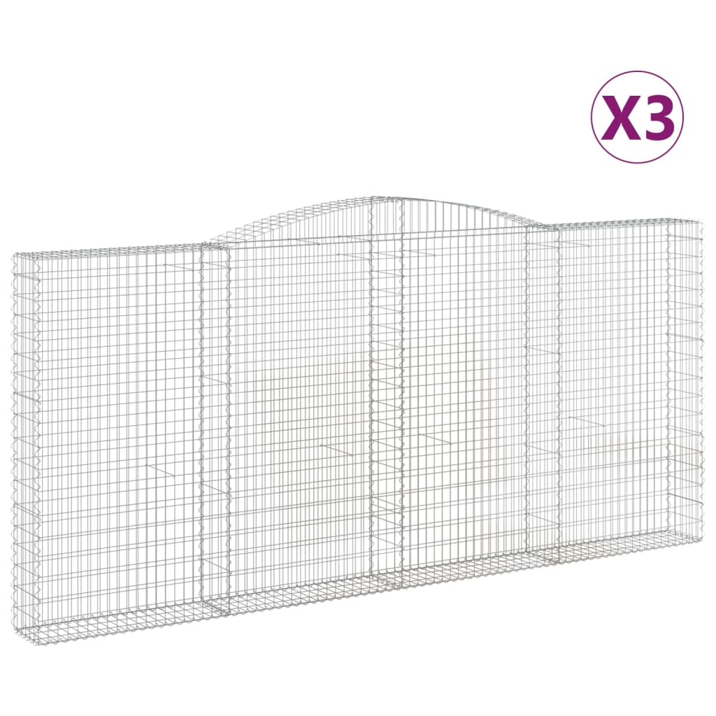 3 db íves horganyzott vas gabion kosár 200x30x180/200 cm (3146919)