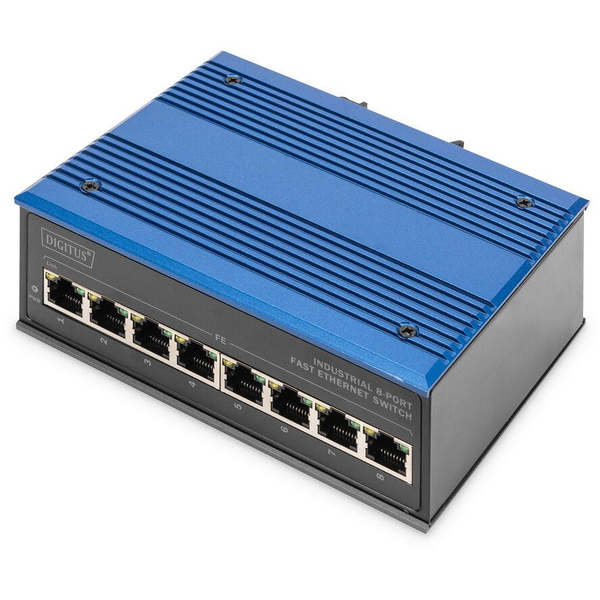 Индустриален 8-портов бърз Ethernet комутатор Digitus, комутатор