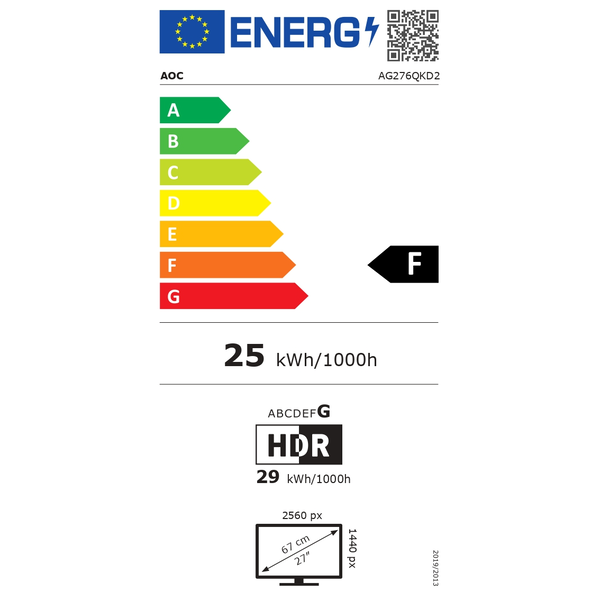 AOC AGON PRO AG276QKD2 computerskærm 67,3 cm (26.5") 2560 x 1440 pixel Quad HD QD-OLED Sort, Grå