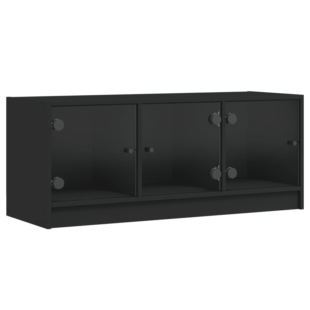 fekete TV-szekrény üvegajtókkal 102 x 37 x 42 cm (836407)