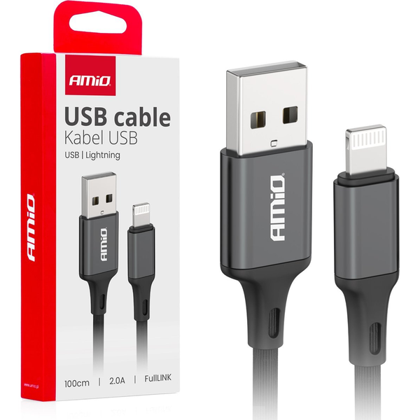 ADATKÁBEL USB-LIGHTNING 1M 2A FEKETE (0503901)