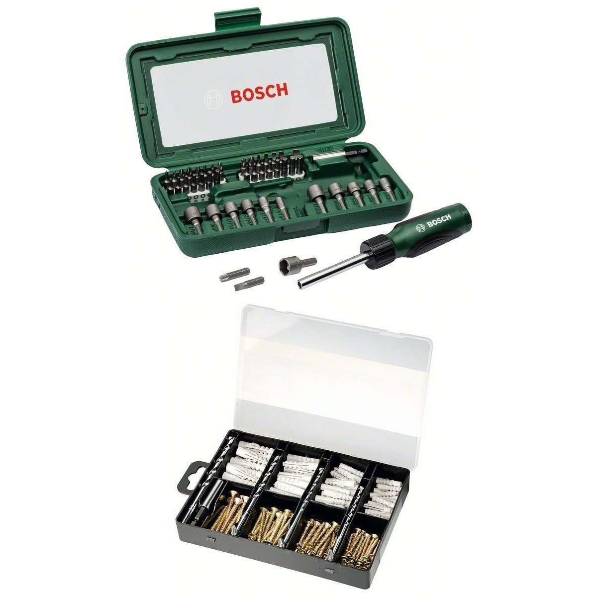 Bosch Csavarbit- és dugókulcskészlet 46 db + 173 db tartozék (061599760G)