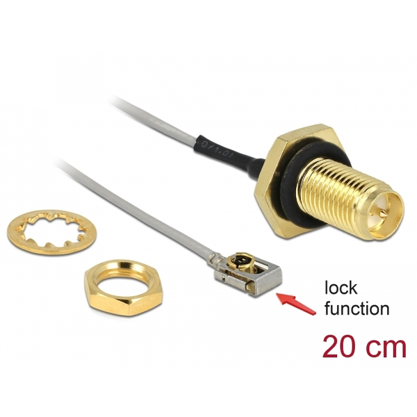 Delock 89928 RP-SMA Antenna kábel válaszfali csatlakozóval 0.2m