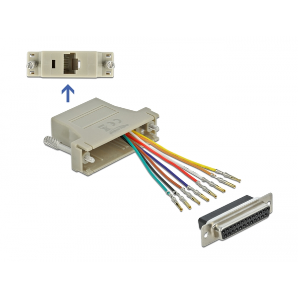 DELOCK D-Sub 25 Pin Buchse zu RJ45 Buchse Montagesatz grau
