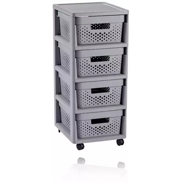 Curver Infinity Dots 4x11L fiókos polc, világos szürke (231558 )