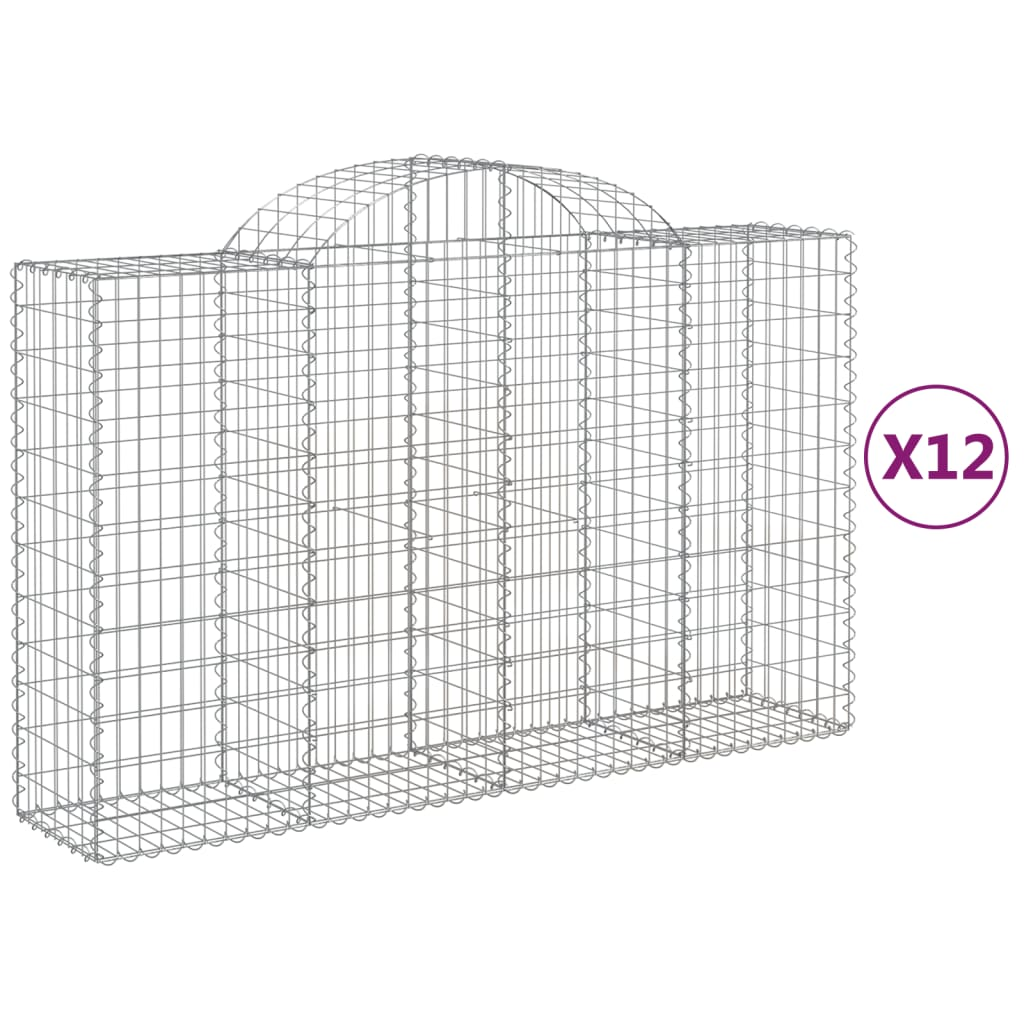 12 db íves horganyzott vas gabion kosár 200x50x120/140 cm (3146351)