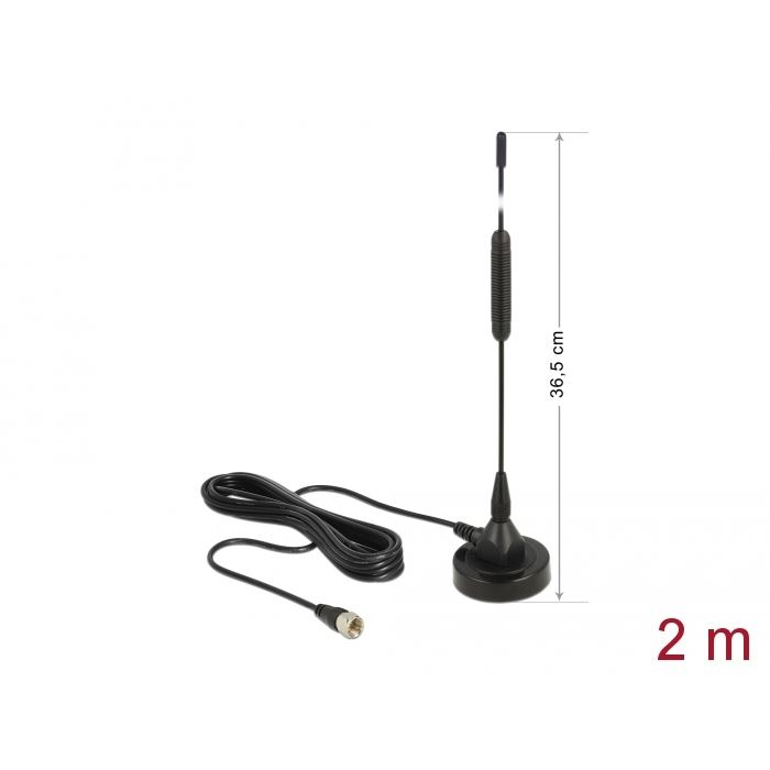 Delock DAB+ antenna F apa 0 dBi minden irányú rögzített mágneses alappal, fekete (12412) (Delock12412)