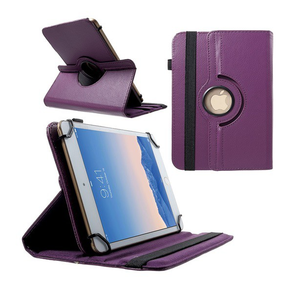 Tok álló, bőr hatású (FLIP, asztali tartó funkció, univerzális, 360°-ban forgatható, 9-10" méret) LILA [Alcatel 1T 10.1 WIFI (OT-8091)]