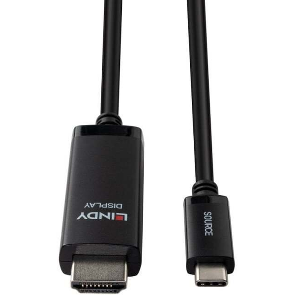 Lindy 43435 videokabel adapter 3 m USB Type-C HDMI Sort