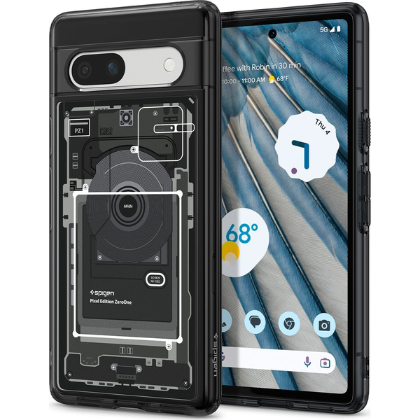 Калъф Spigen Ultra, Хибриден, За Google Pixel 7a, Черен цвят