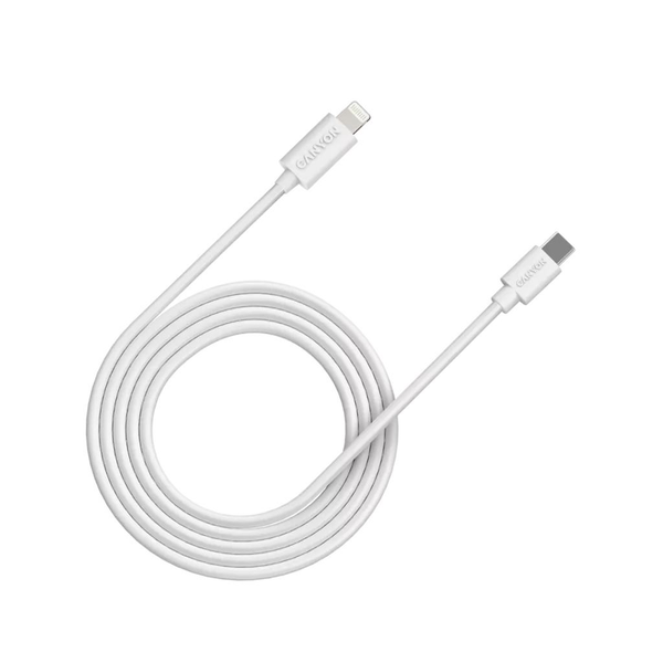 Cablu de date Canyon, CFI-12 USB-C to tip Lightning 20W, 2m, White (CNE-CFI12W)