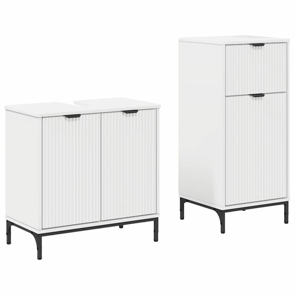 Fürdőszoba bútor szett 2 pcs Fehér 39.5 x 36 x 88 cm Faanyag