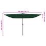 Négyzet alakú Kerti Napernyő LED Fényekkel 295x245 cm Zöld