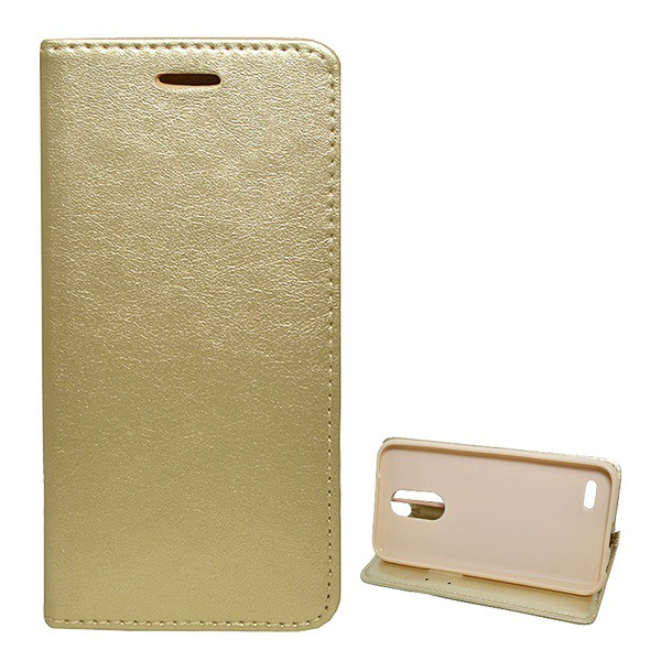 Husa pentru telefon Efect de piele in picioare (Flip, Deschidere laterala, Functie de suport pentru birou) Aur [LG K10 2017 (M250N)]