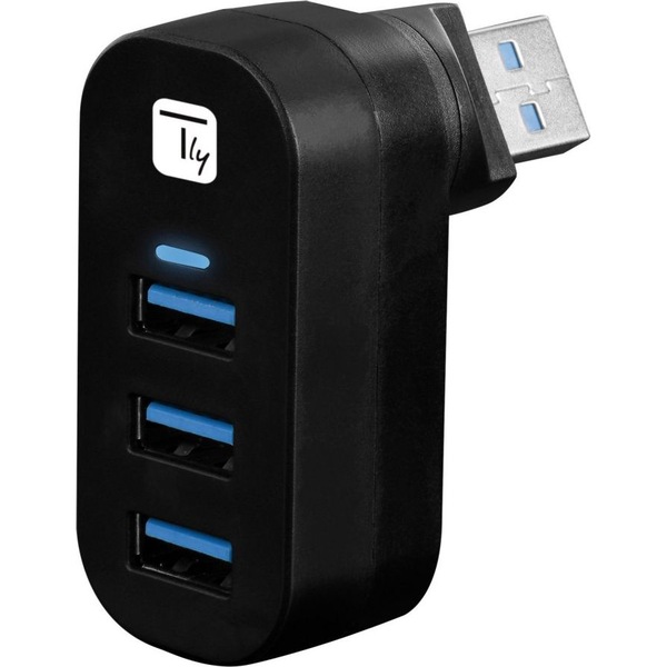Techly IUSB3-HUB3-ROTB hub USB 3.2 Gen 1 (3.1 Gen 1) Type-A 5000 Mbit/s Čierna