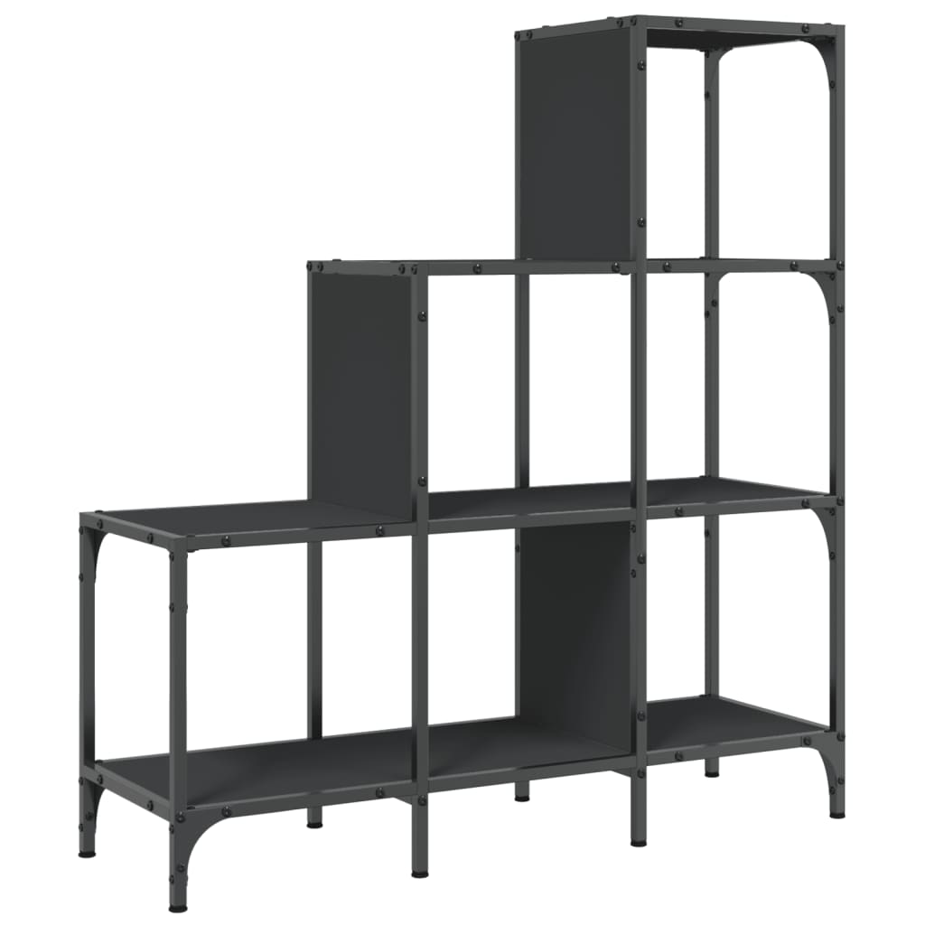 fekete szerelt fa és fém könyvszekrény 92 x 30 x 102 cm (845436)