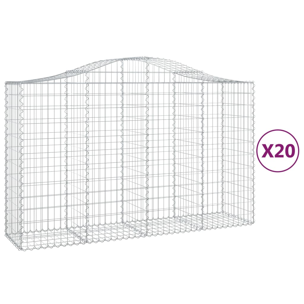 20 db íves horganyzott vas gabion kosár 200x50x120/140 cm (3145676)
