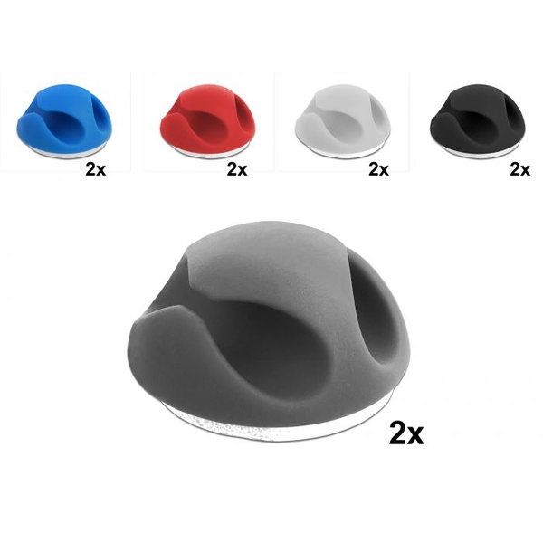 DELOCK Kabelhalter Mini Set mit 2 Durchführungen 10 Stück