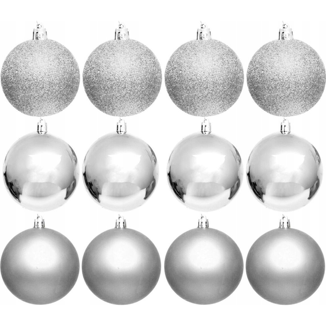Karácsonyfa Dísz 6cm Vegyesen Matt És Fényes 12db/cs - Ezüst Színű Vegyesen CAN301110 (HV099318-SW)