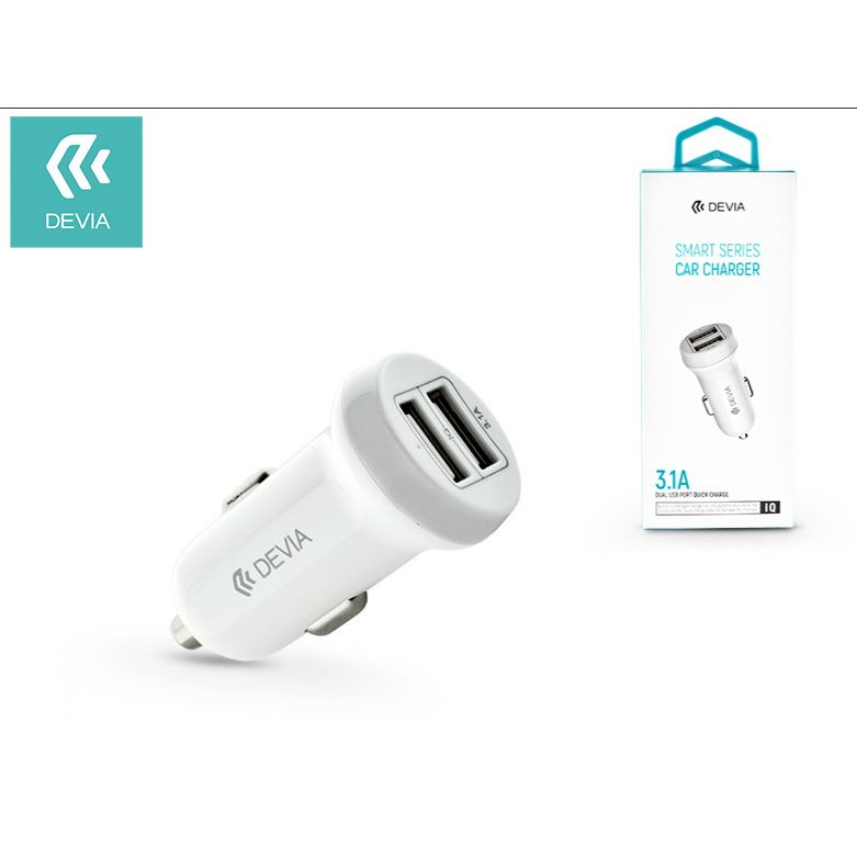 Devia Dual USB szivargyújtós töltő adapter 5V/3,1A fehér (ST330810) (ST330810)