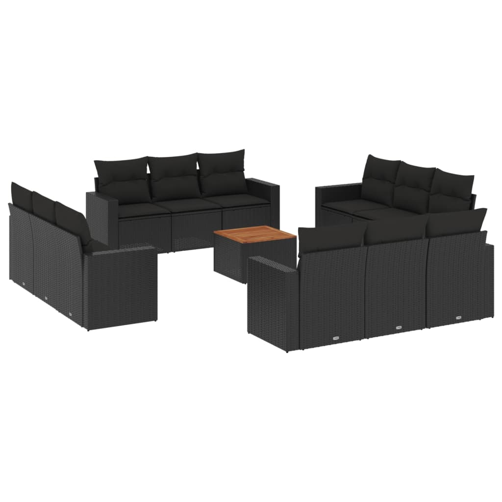 13 részes fekete polyrattan kerti ülőgarnitúra párnákkal (3224053)