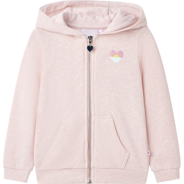Vegyes világos rózsaszín kapucnis gyerekpulóver cipzárral 92