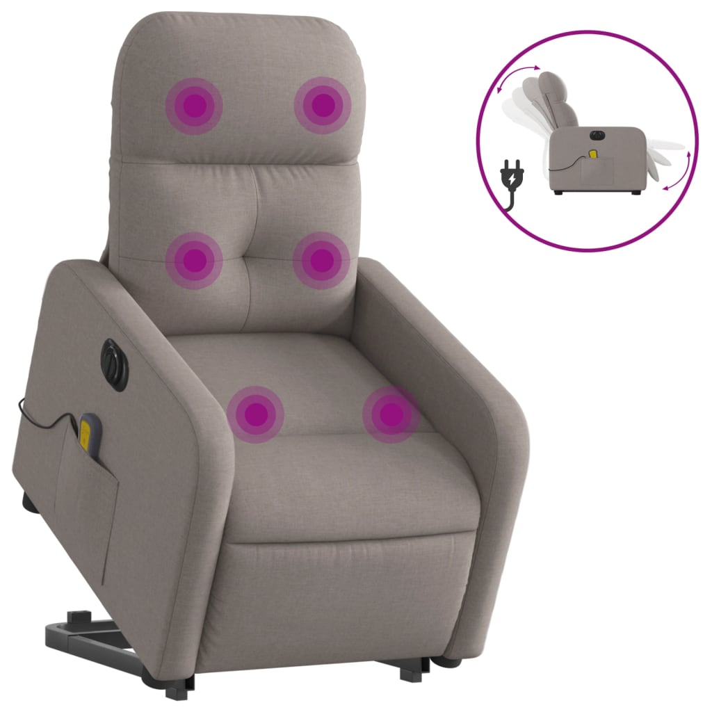 tópszínű szövet dönthető elektromos álló masszázsfotel (3206829)