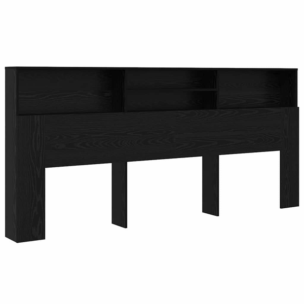 Tablă de pat cu sertar cu raft Stejar negru 220 x 19 x 101.5 cm