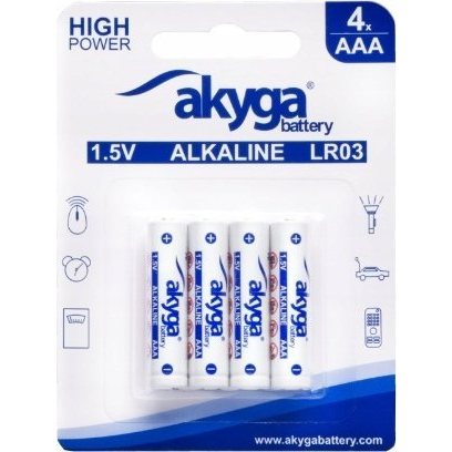 Alkaline battery Akyga AKY1971 AAA LR03 Zn-MnO2, 1.5V/1300mAh 4pcs/blister