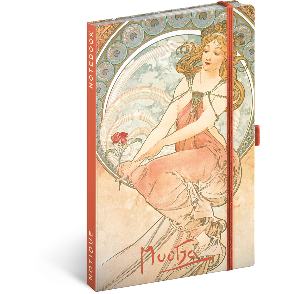 Realsystem Alphonse Mucha 130 × 210cm Keményfedeles Notesz - Narancssárga mintás (5416-AMPA)