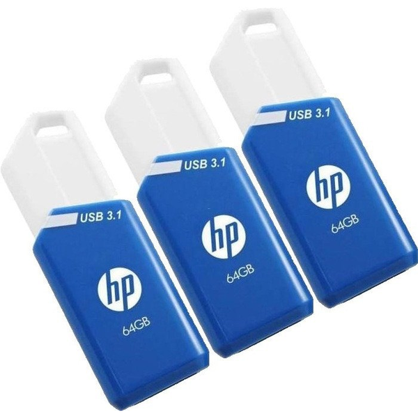 HP x755w Triple Pack USB-nøgle 64 GB USB Type-A 3.2 Gen 1 (3.1 Gen 1) Blå, Hvid