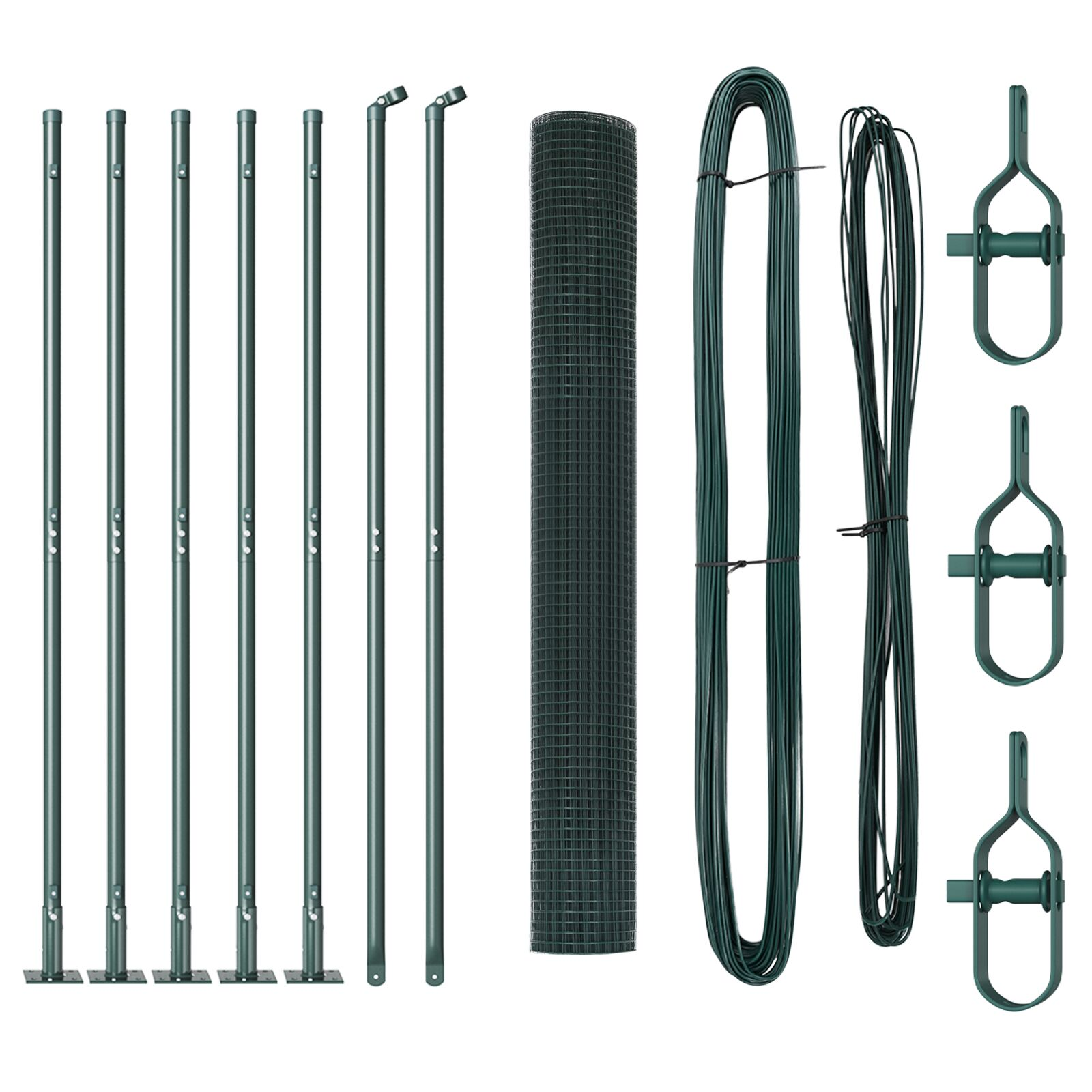 Hegesztett Drótkerítés 7 Flanged Oszloppal Zöld 0.8x10 m Acél (3352397)