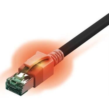 Easylan CS1OSADAD0100 RJ45 Hálózati kábel, patchkábel CAT 6A S/FTP 10 m Fekete LED-del 1 db ( )