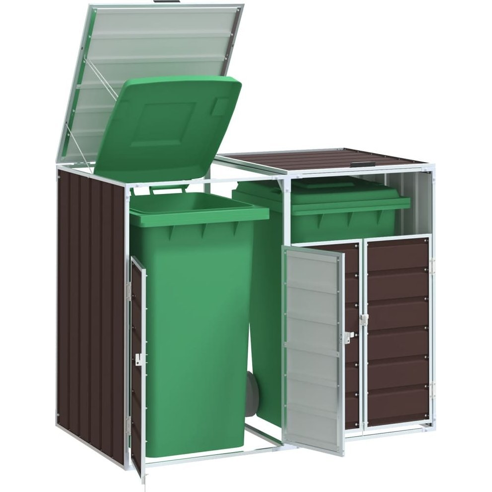 barna acél kerekes tároló dupla tárolókhoz 138 x 79 x 117 cm (4006178)