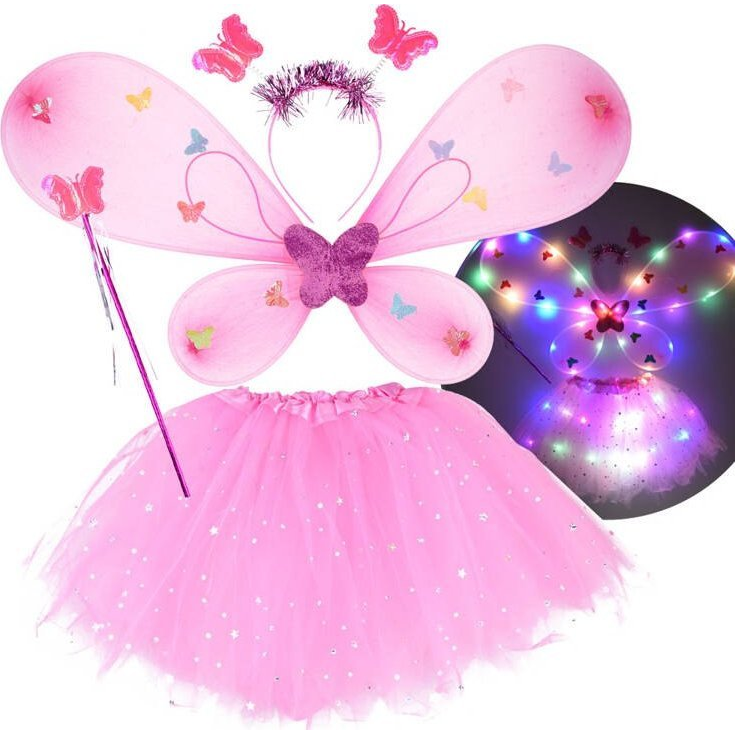 Világító Pillangótündér Jelmez Világos Rózsaszín Színben (ZA4805 JR)