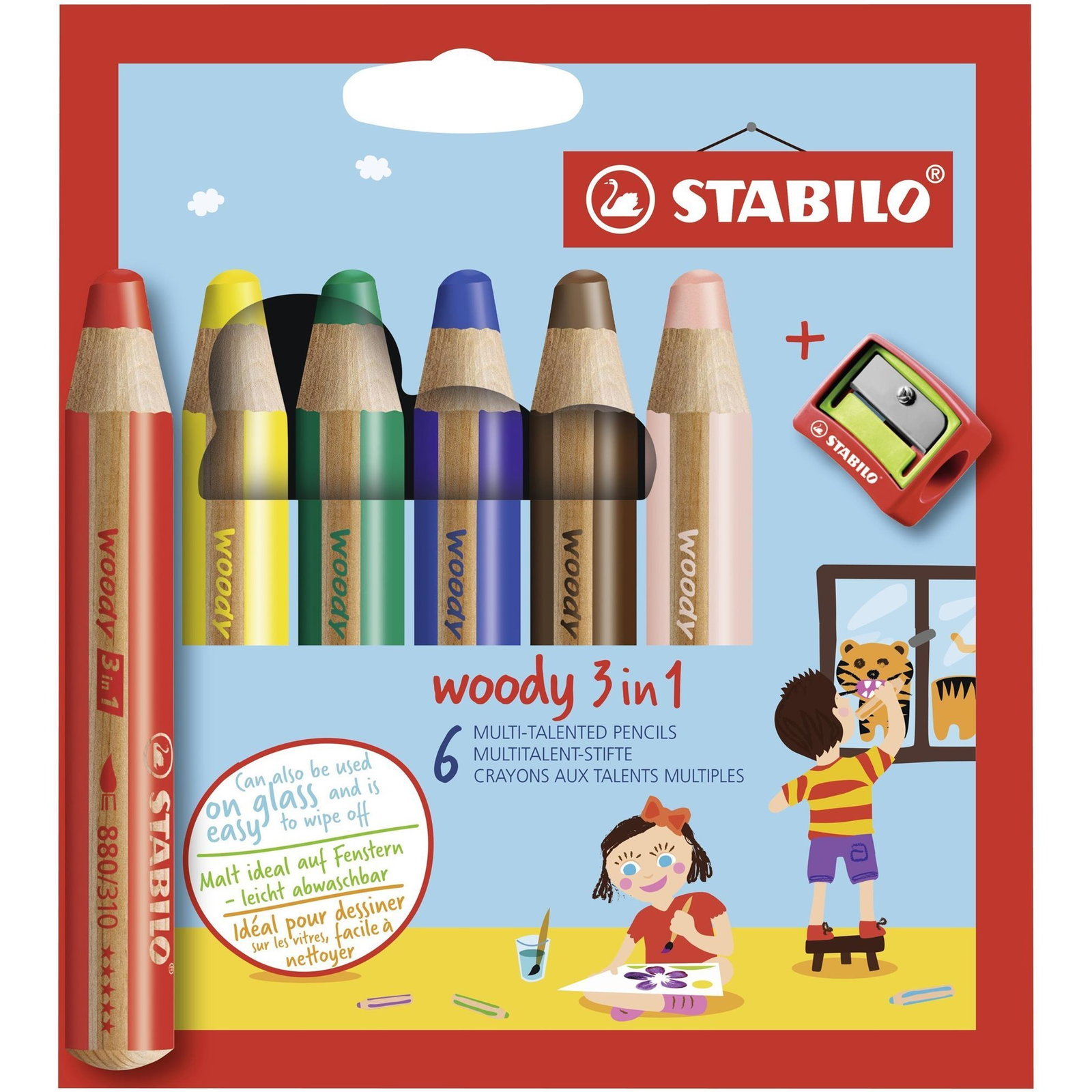 STABILO woody 3 az 1-ben 6 db tok hegyezővel (4006381346900)