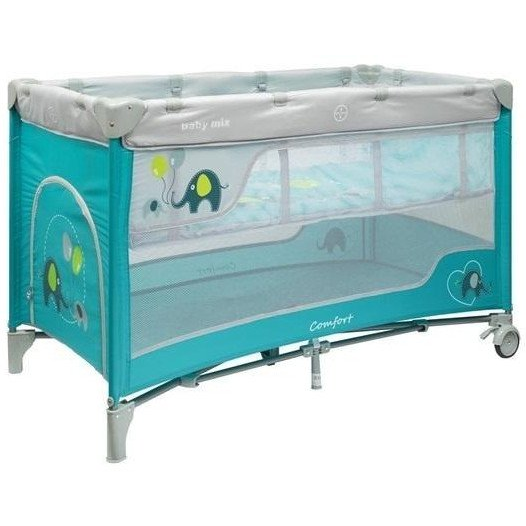 Baby Mix Utazóágy függő fekvőhellyel Elefántos, kék (5902216913196)