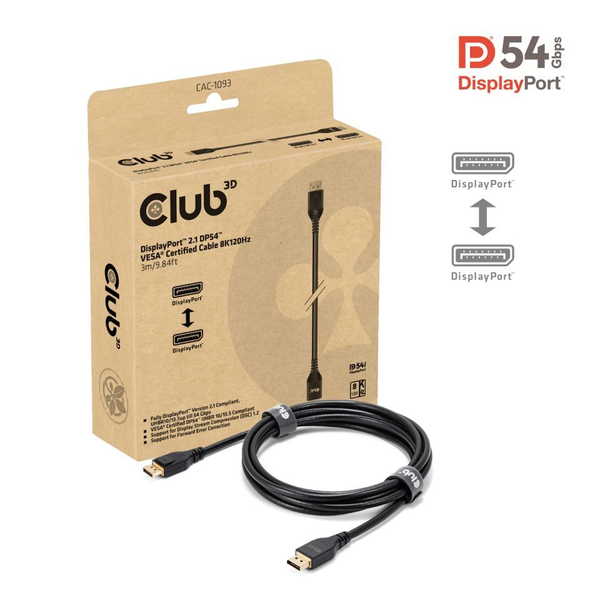 CLUB3D CAC-1093 cavo DisplayPort 3 m Nero
