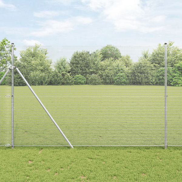 Kerítés oszlopokkal Ezüst 1.6 x 10 m Acél