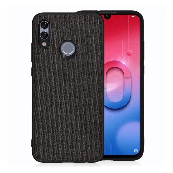 Szilikon telefonvédő (textil hátlap) FEKETE [Honor 10 Lite] (5996457869169)