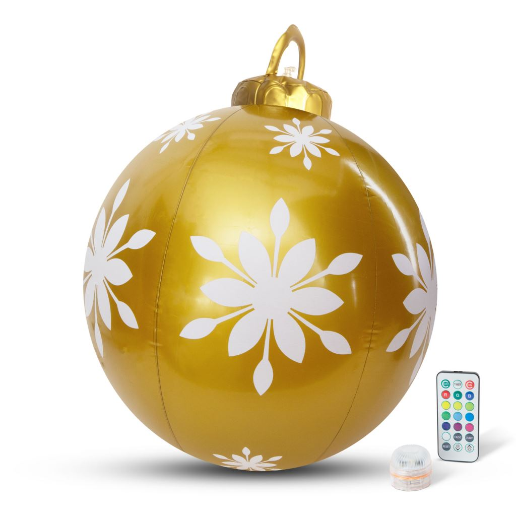 Family felfújható RGB LED-es óriás karácsonyi gömb dekoráció aranyszínű 60cm (58740D) (58740D)