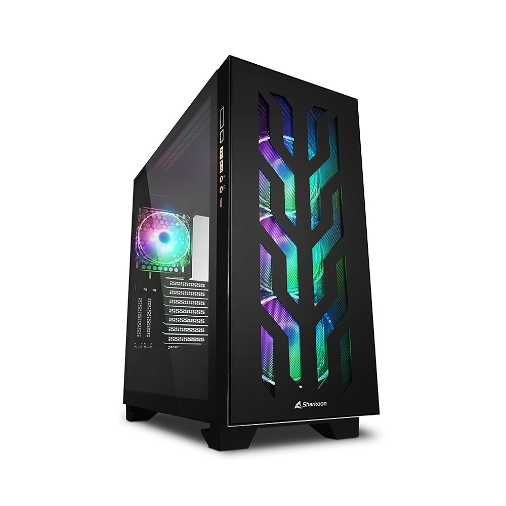 Sharkoon ELITE SHARK CA300T táp nélküli ablakos ház fekete (4044951030149) (4044951030149)