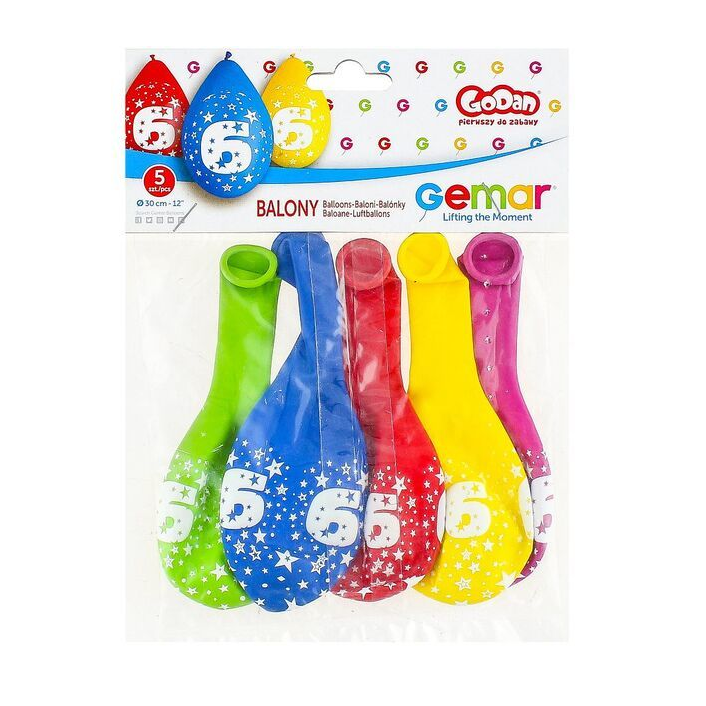 Színes,születésnapi számos lógó lufi csomag, 30 cm - 6 (GS110/6W)