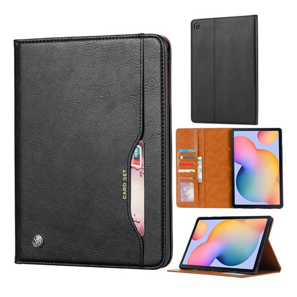 Tok álló, bőr hatású (FLIP, oldalra nyíló, asztali tartó funkció, prémium) FEKETE [Samsung Galaxy Tab S6 Lite 10.4 LTE (SM-P619) 2022] (5996591028149)